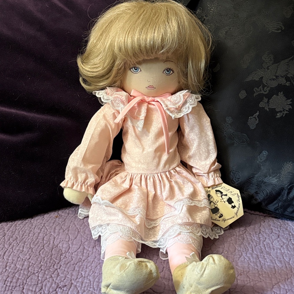 Diana by Pauline Vintage Style Pink Doll with Lace Dress
